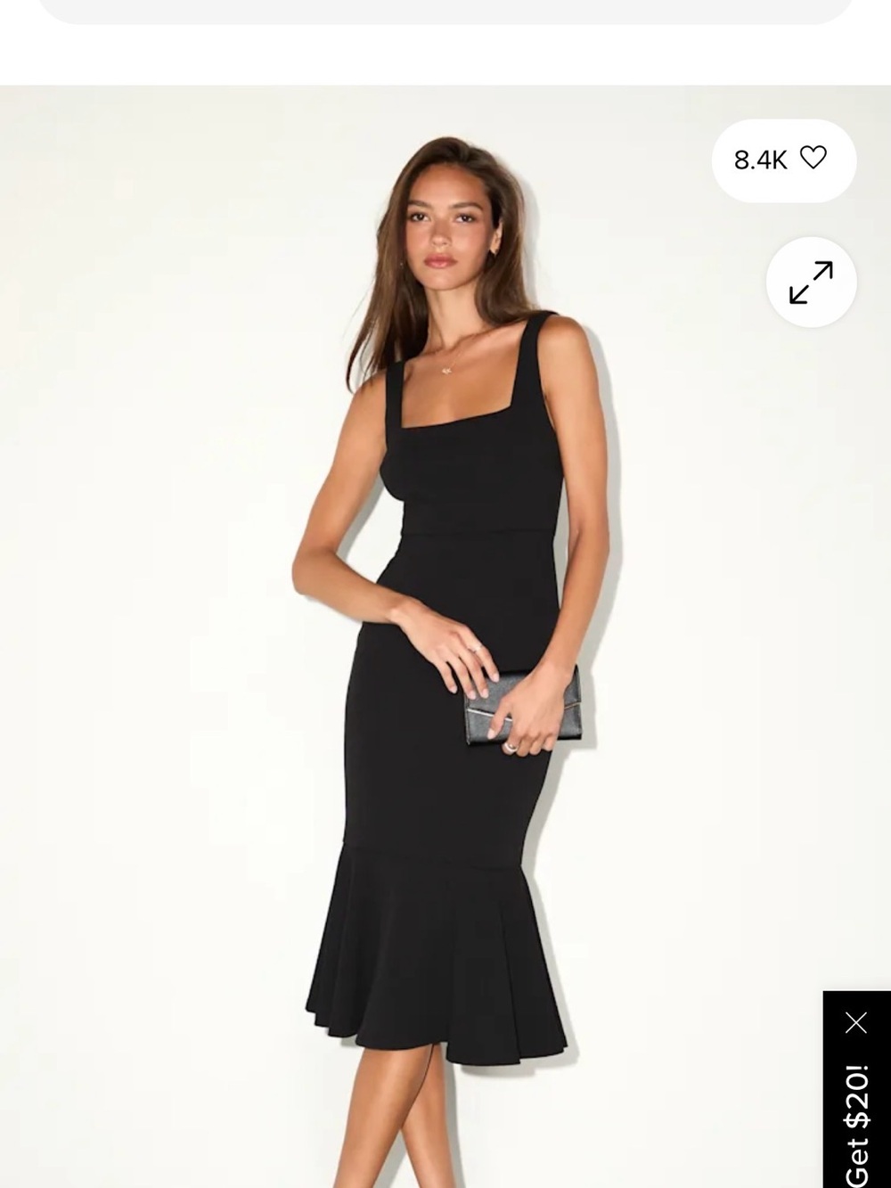 Lulu's Black Square-Neck Midi Dress